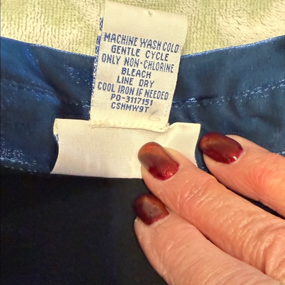 Gorgeous‎ Satin-Shine Button Front Blouse, Cobalt Blue Rayon Blend, Small - Picture 5 of 9